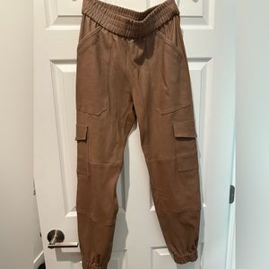 Women's leather cargo joggers